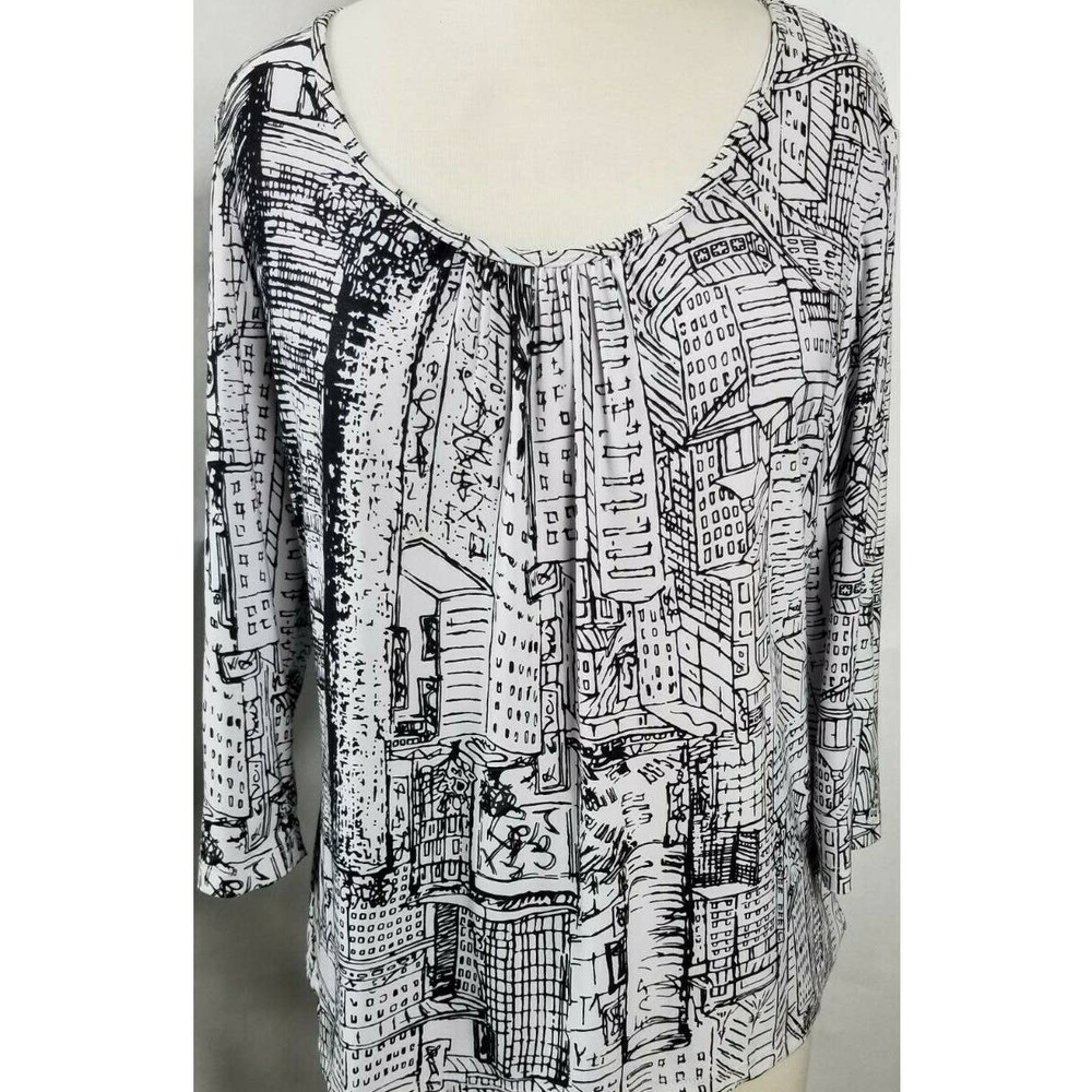 Investments Petites XL Tunic Shirt City Sketch